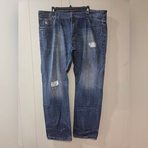 Rocawear Straight Fit Jeans with Distressed Details, 40x33